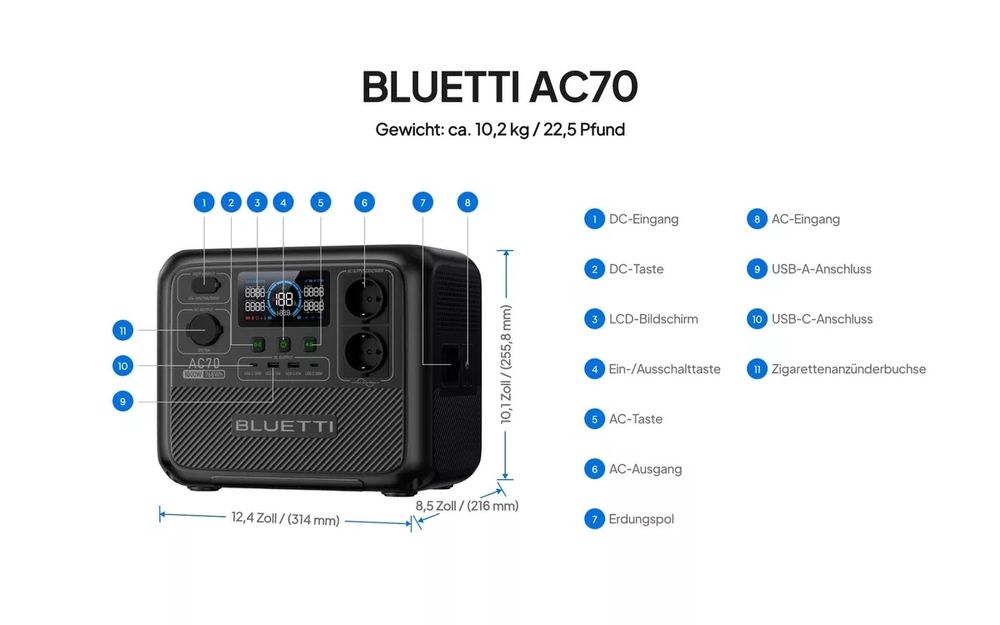 Новая зарядная станция Bluetti AC70