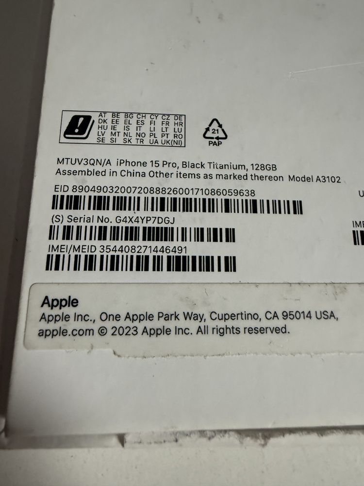 iPhone 15 Pro 128gb Titanium Black Oryginlana Bateria 95%