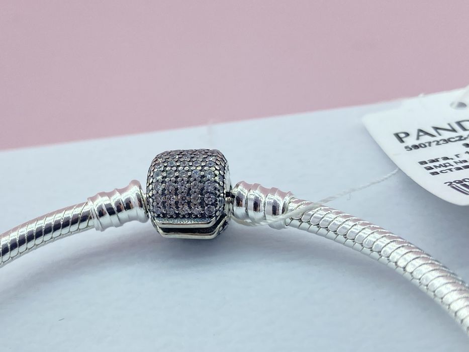 Оригінальний срібний браслет Pandora Pave Бірка/пломба