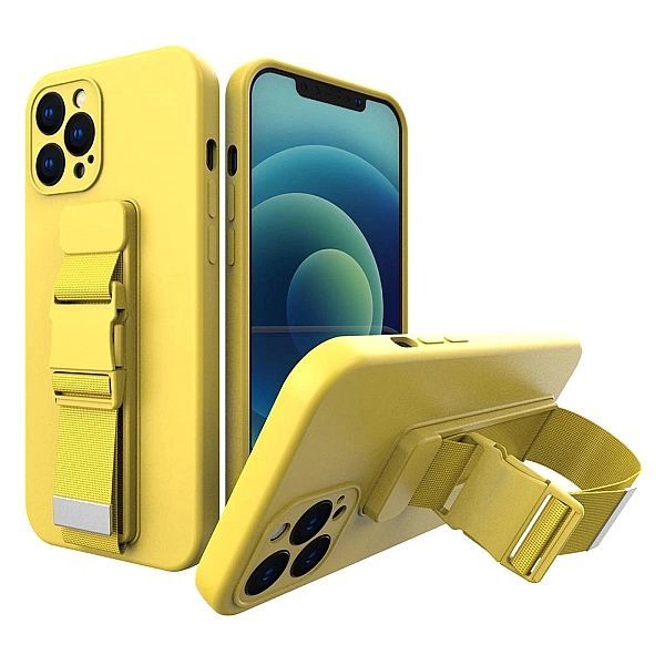 Rope case żelowe etui ze smyczą łańcuszkiem torebka smycz iPhone 13 żó