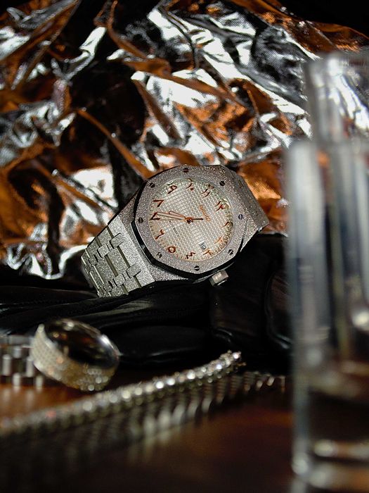 Zegarek Seiko Mod Royal Oak Frosted Bustdown Iced Out Arabskie Cyfry