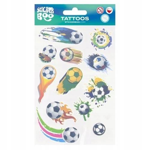 Tatuaż Zmywalny Piłka Nożna Football 10x18 cm STICKER BOO