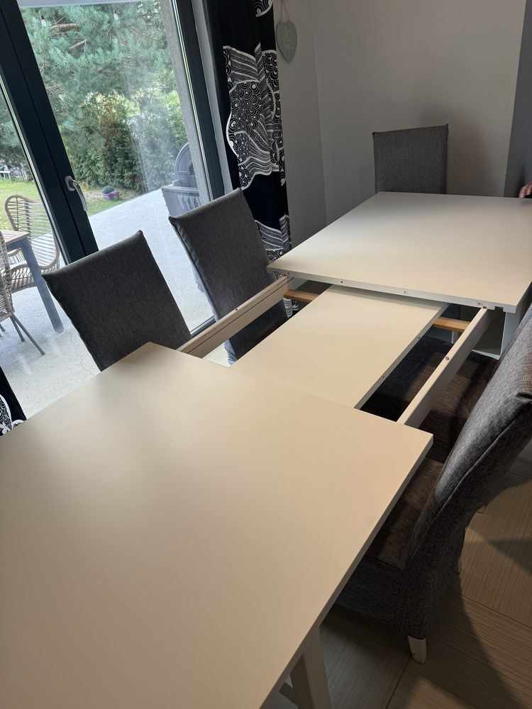 Stół biały Ikea + 6 krzeseł