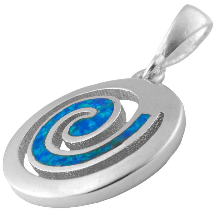 VERSIL wisior wisiorek spirala opal niebieski SREBRO 925