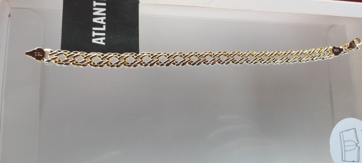 Złota bransoletka,19cm,18k,750, grawery na zapięciach, pozłacana,CK,PP