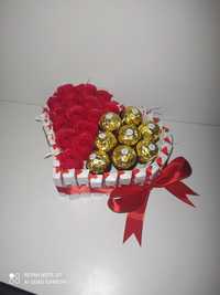 Róże mydlane serce Kinder Ferrero Roshe urodziny walentynki prezent