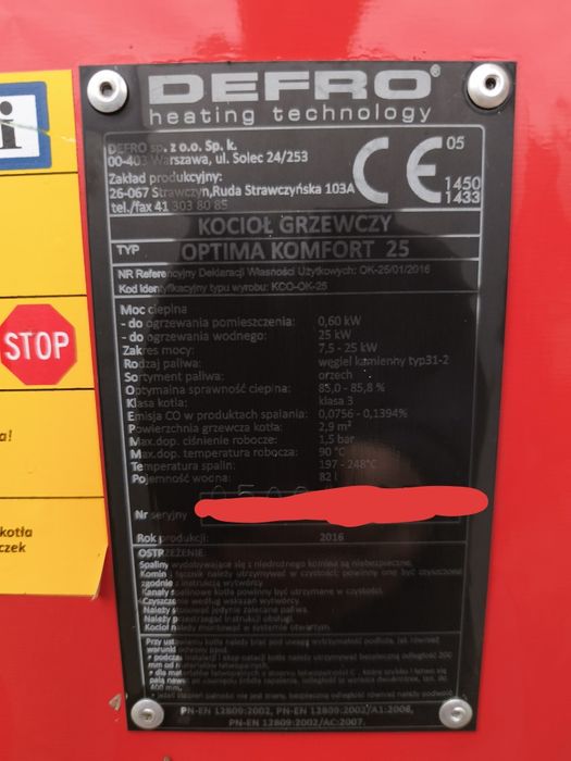 Części do Kotła Defro Optima komfort 25kw