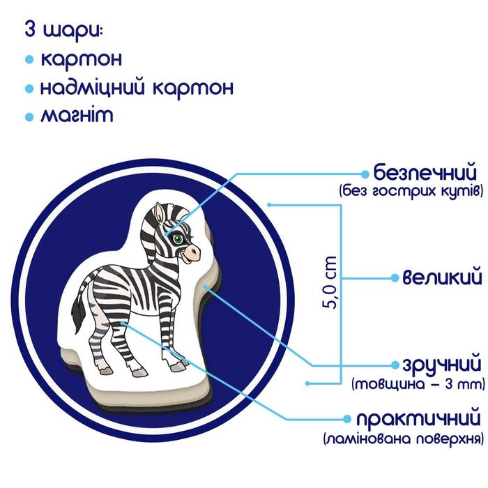 Набір магнітів Magdum. Велика магнітна історія. Світ тварин 75шт.