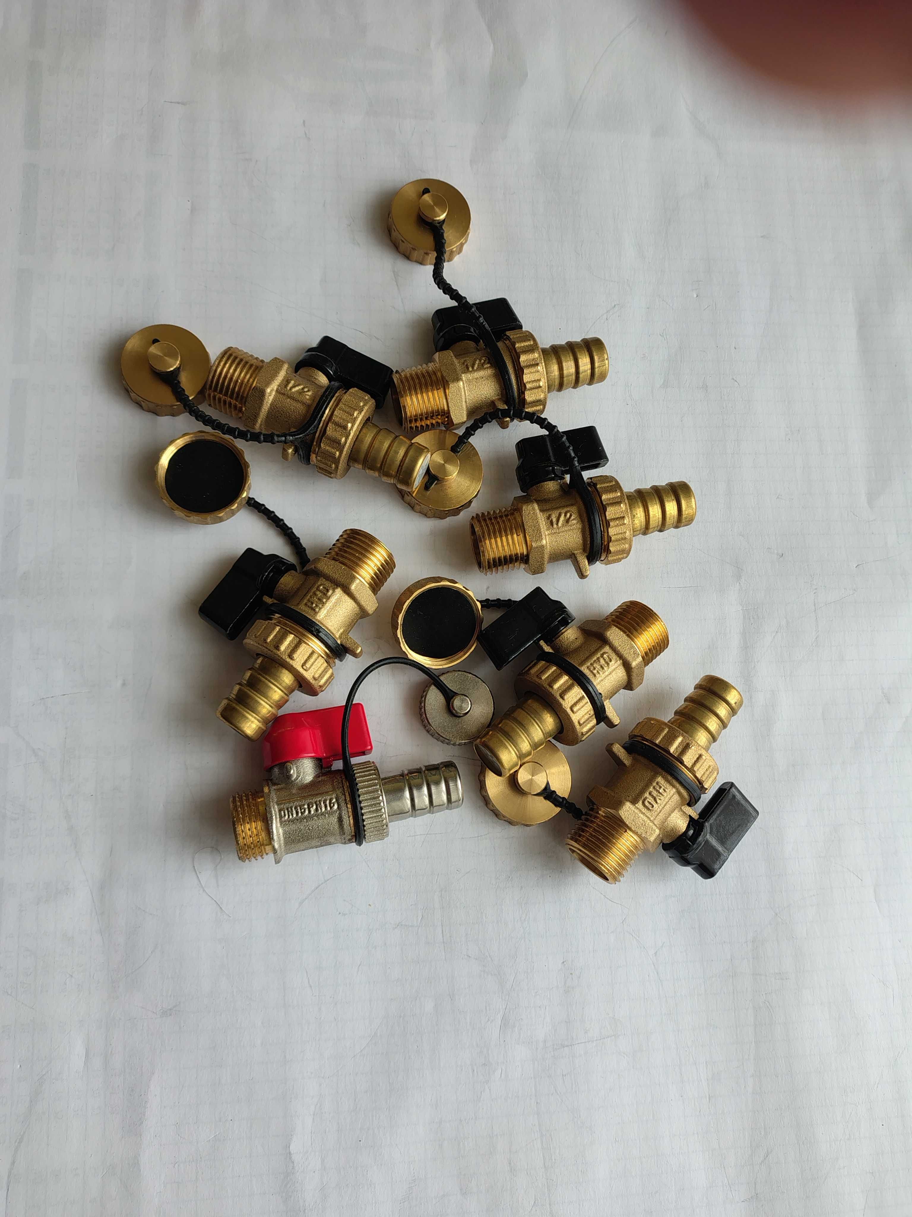 Zawory kulowe spustowe 1/2"  mosiężne   7 szt  NOWE