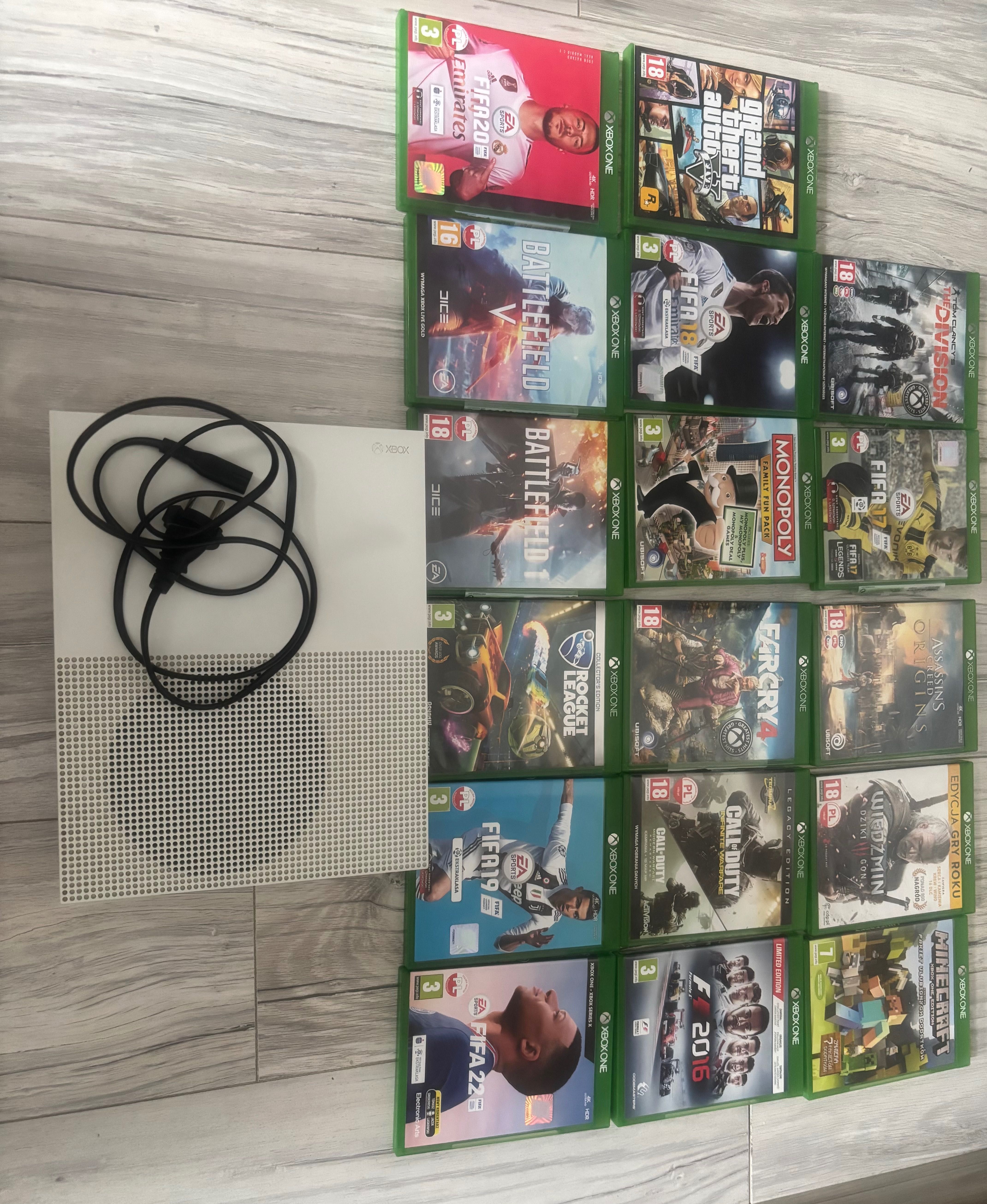 Xbox One S 1TB – Konsola w dobrym stanie + gry (bez pada)