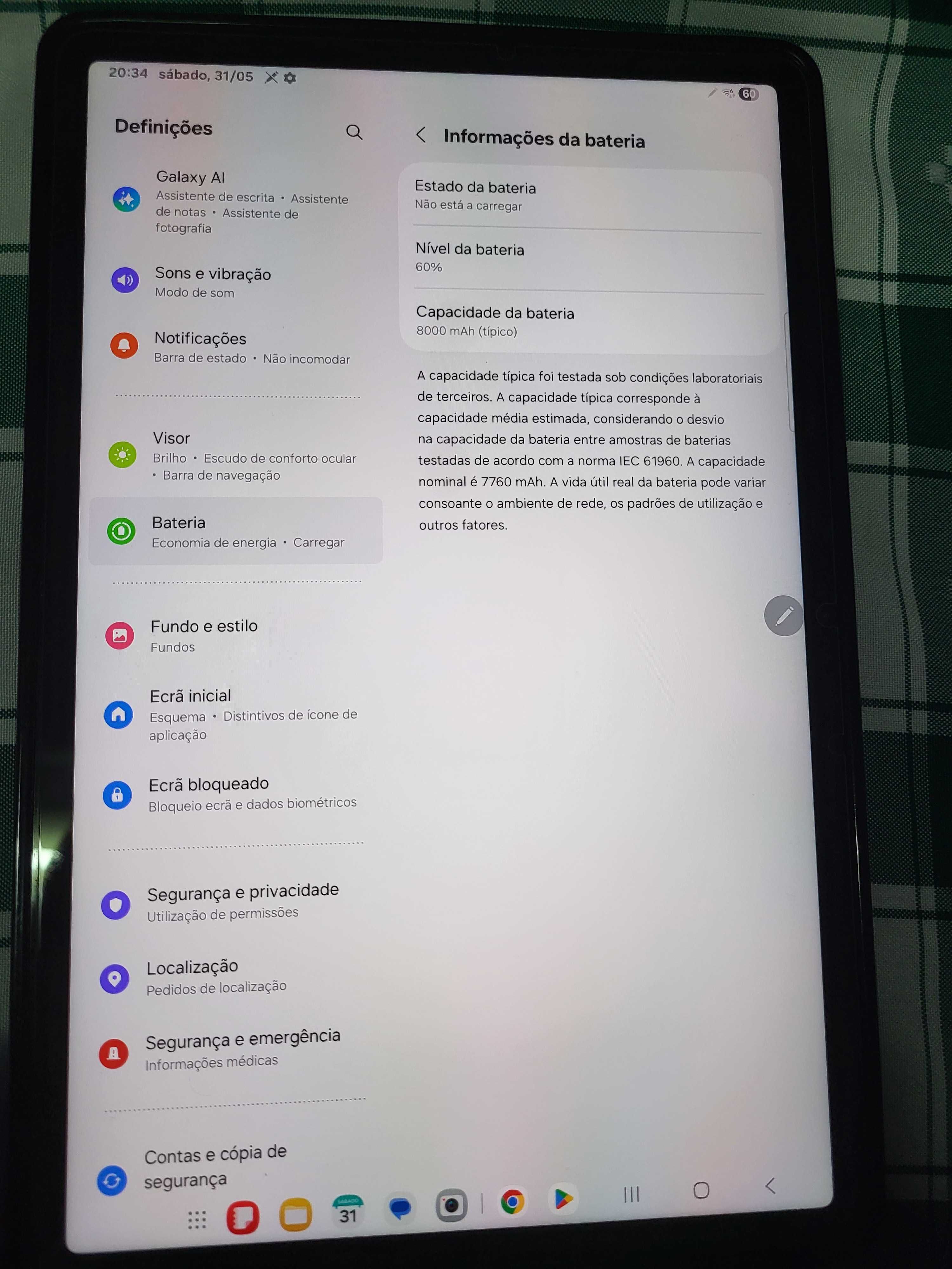Samsung Galaxy Tab S8  128gb + carregador + capa