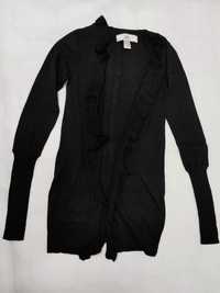 Sweter bawełniany damski czarny cienki długi narzutka 34/36 SW0092D