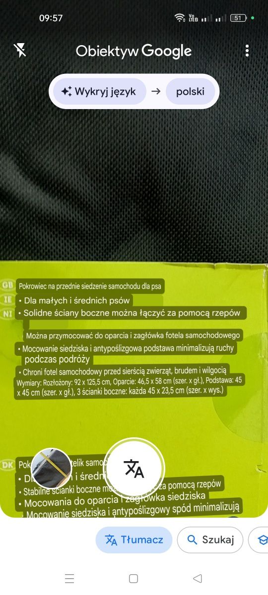 Fotelik samochodowy dla psa pokrowiec wodoodporny ochronny