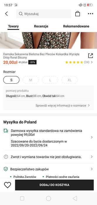 Piżama nocna body Shein
