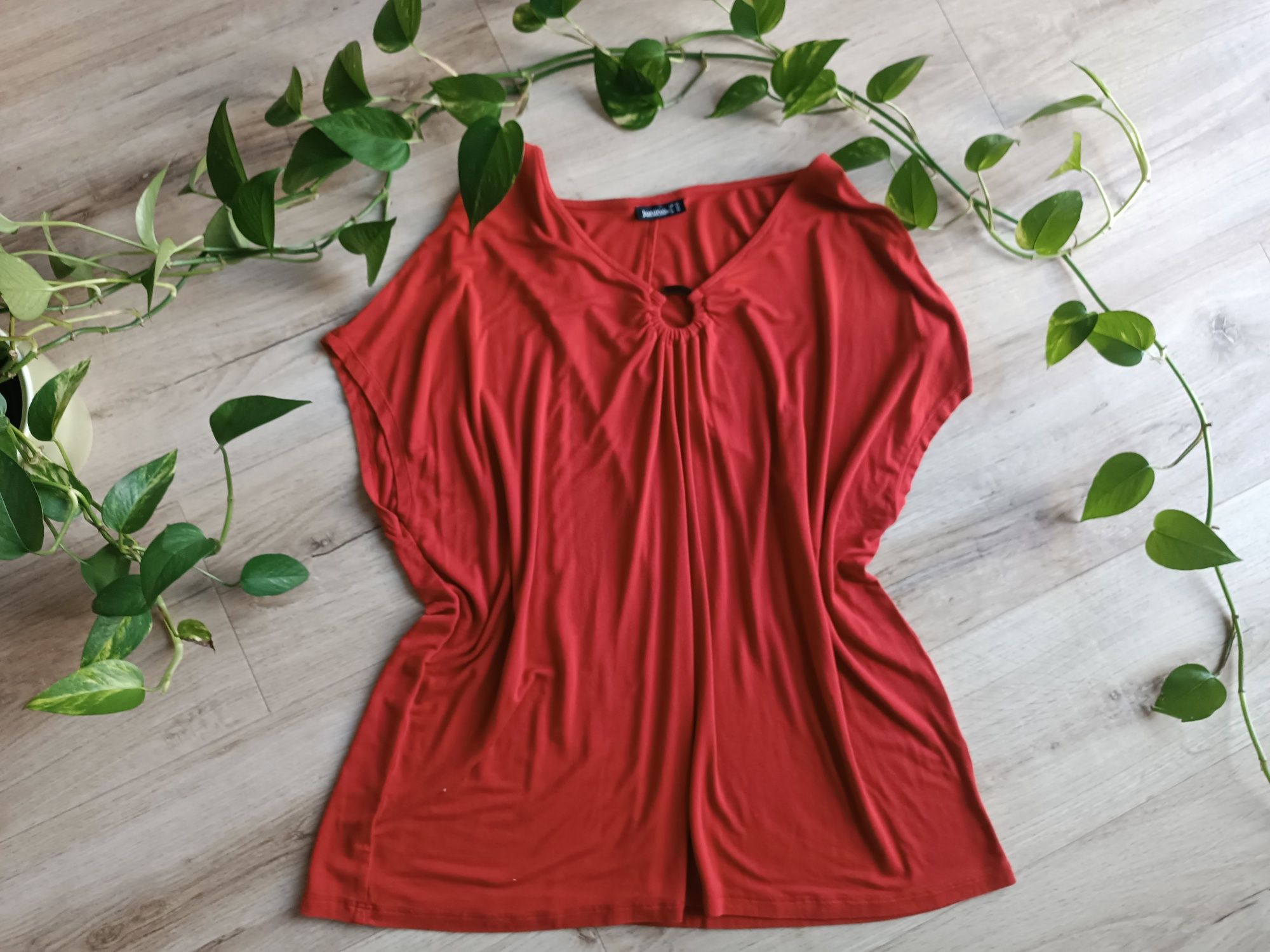 Ruda miedziana koszulka bluzka Janina rozmiar 46 oversize boho