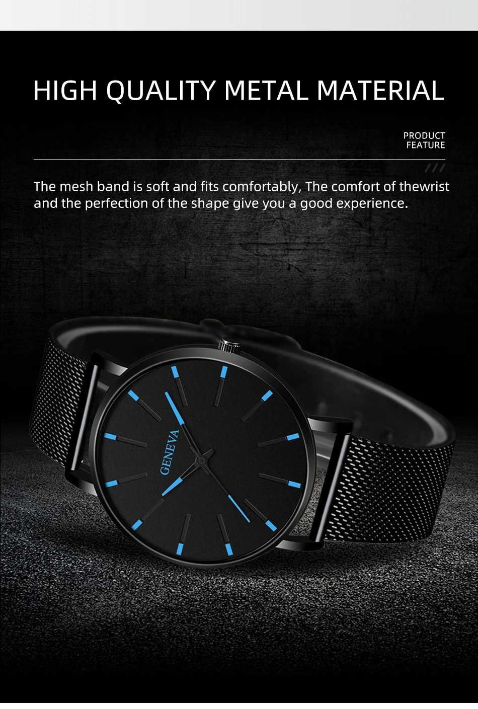 стильний годинник з металевим ремінцем Ultra Thin Watches