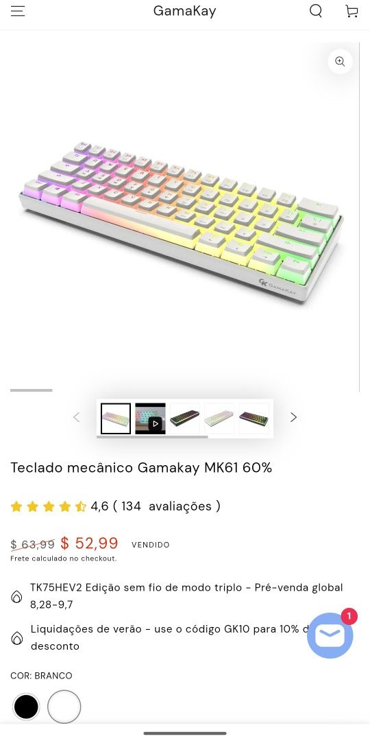 Teclado mecânico Gamakay MK61