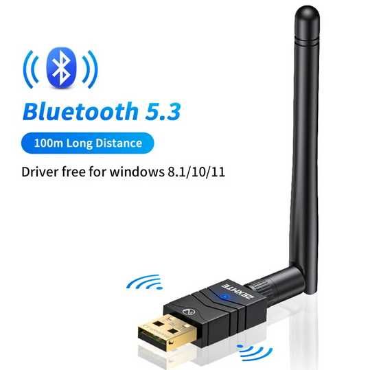 Adapter BT USB Zexmte Zasięg 100M Bluetooth 5.3 Antena Win10/11 itp.