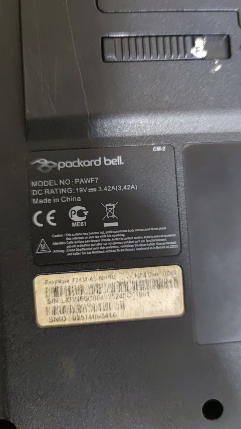 Ноутбук Packard Bell PAWF7 SSD 320, DDR 4Gb