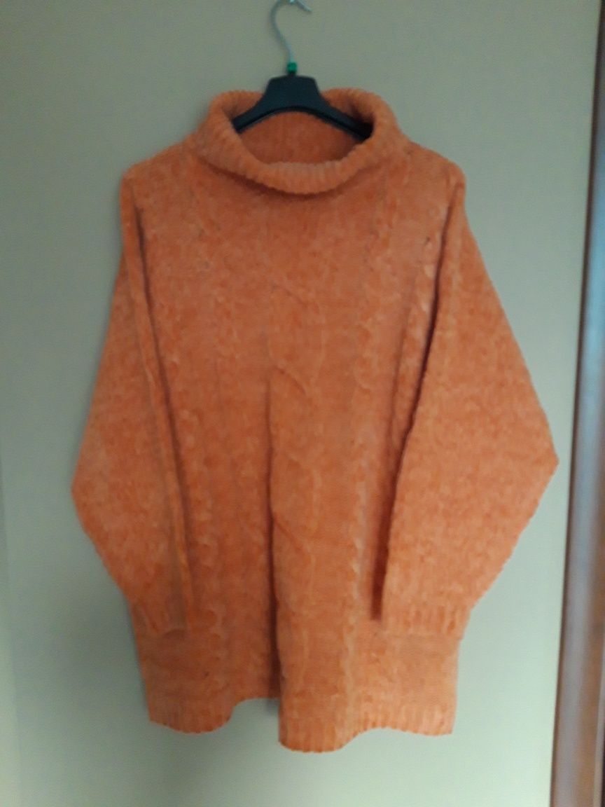 Dłuższy sweter orange plus size rozmiar 48/50/52  6XL