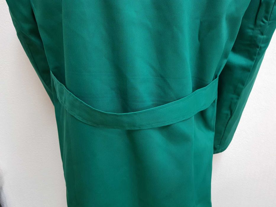 Bata de trabalho manga comprida - verde c/ amarelo torrado