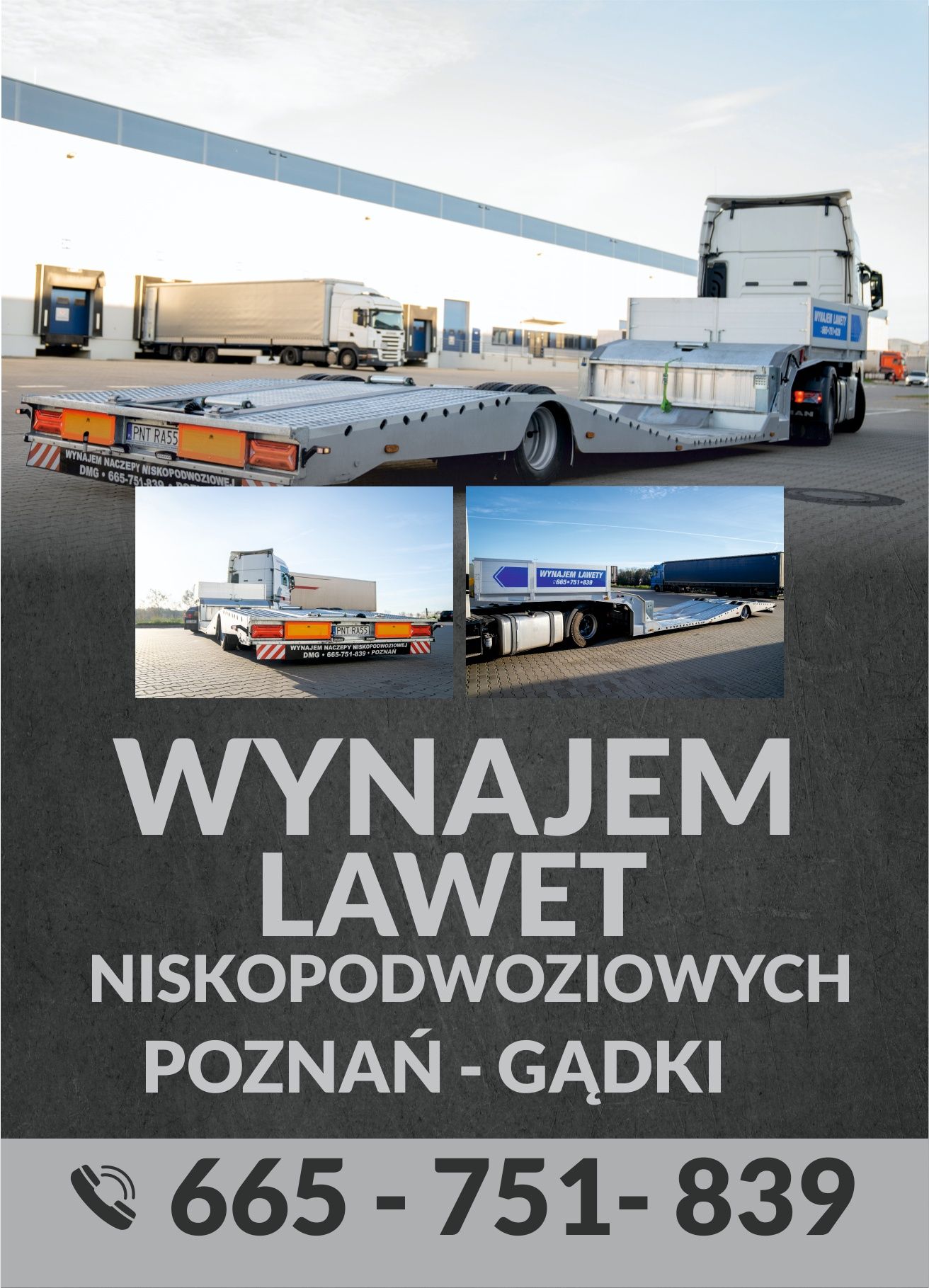 Wynajem lawety naczepy niskopodwoziowej holownik tir ciągnik najazdy