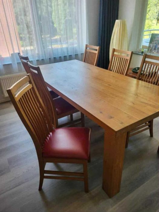 Stół drewniany lite drewno dębowe solidny masywny jasny stan bdb DOWÓZ