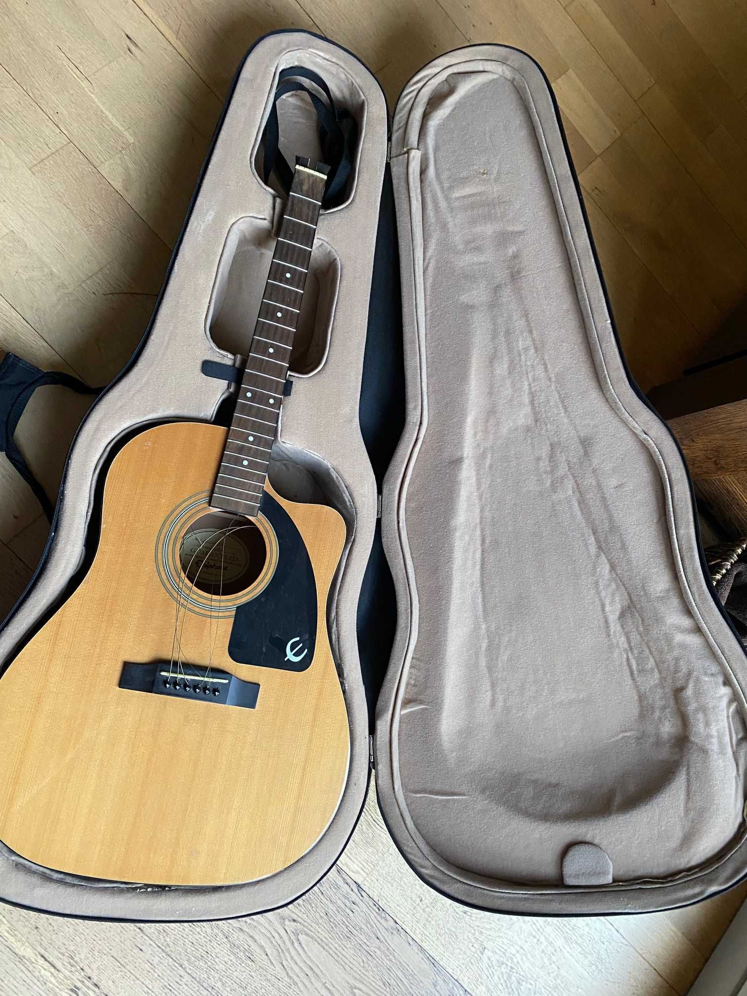 Gitara akustyczna z piezo uszkodzona do naprawy remontu + futerał