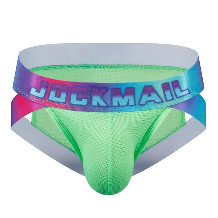 Męskie siateczkowe slipy Jockmail neonowe TANGA - M