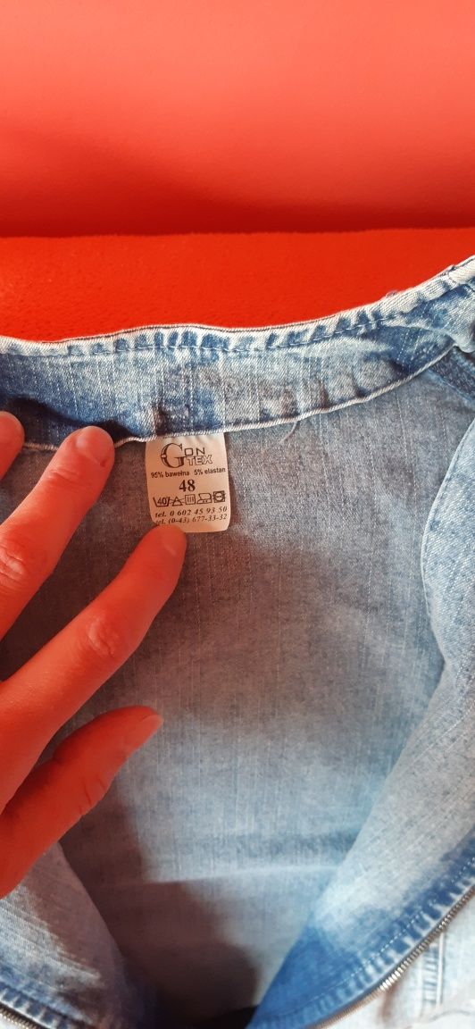 Komplet damski jeansowy spódnica i żakiet  r.48/50