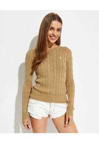 Sweter Ralph Lauren classic, najwyższa jakość bawełny - brązowy L