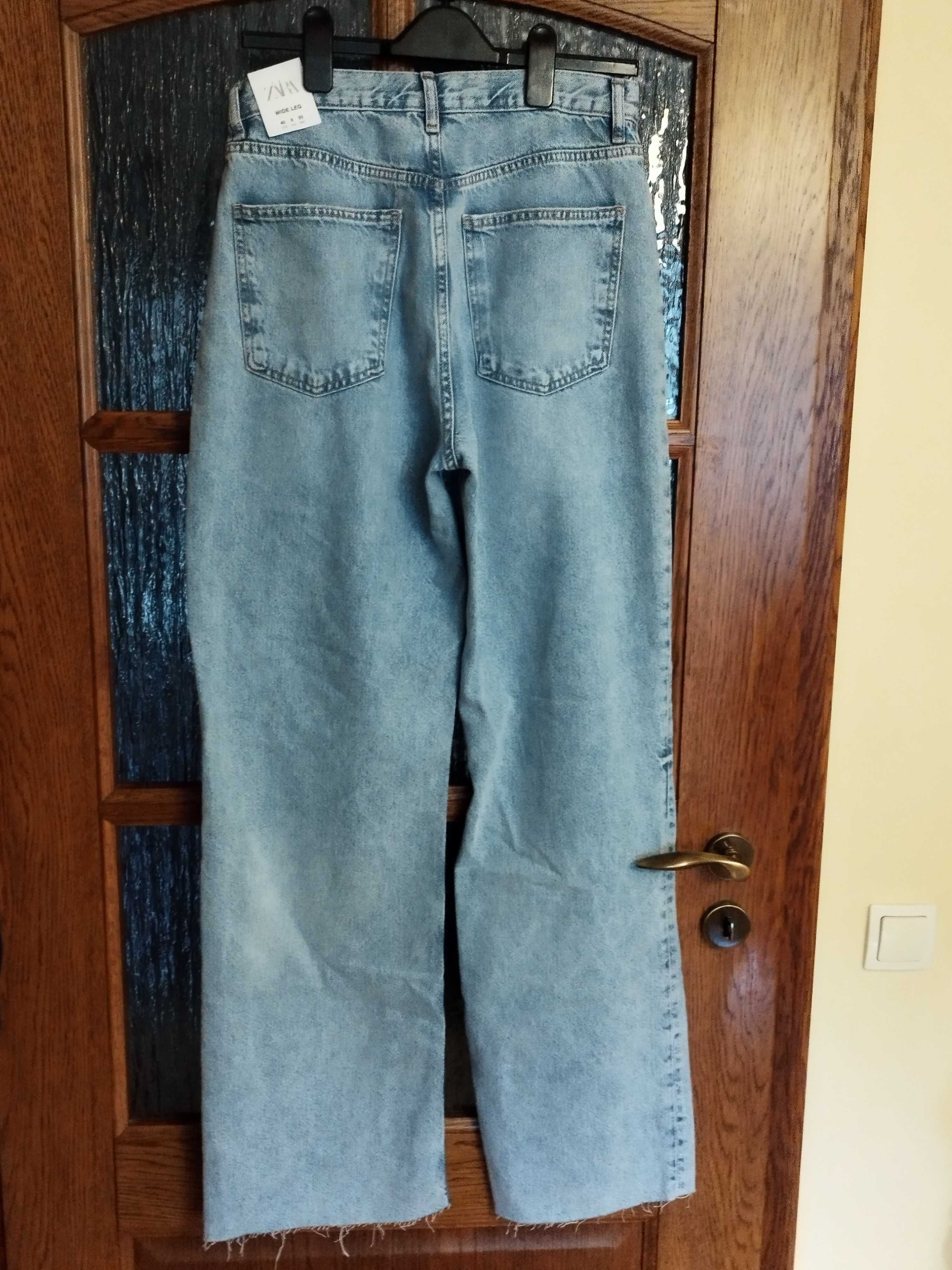Jeansy dżinsy Zara 40 wide szerokie dzwony oversize boyfriend