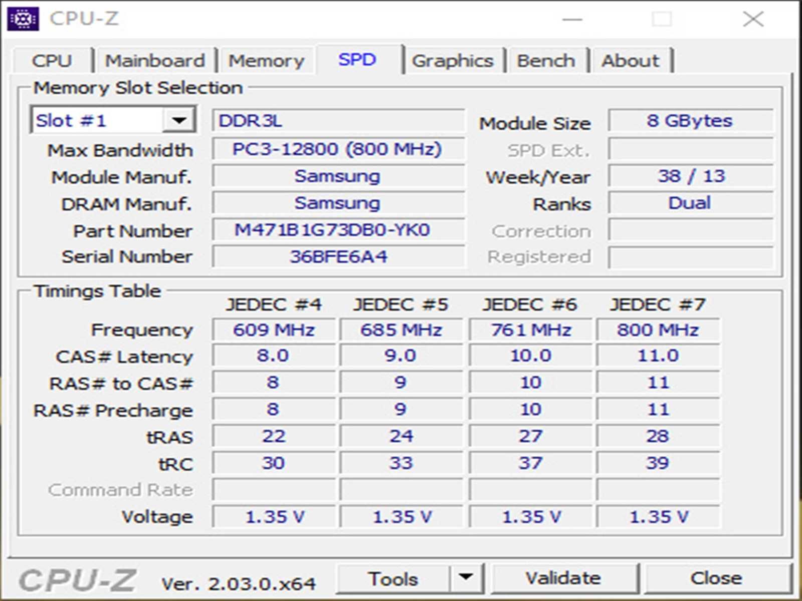 DDR3 8GB Samsung 12800 L