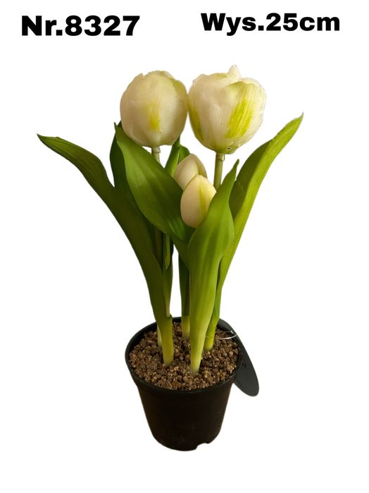 Sztuczne tulipany w doniczce białe nr.8327