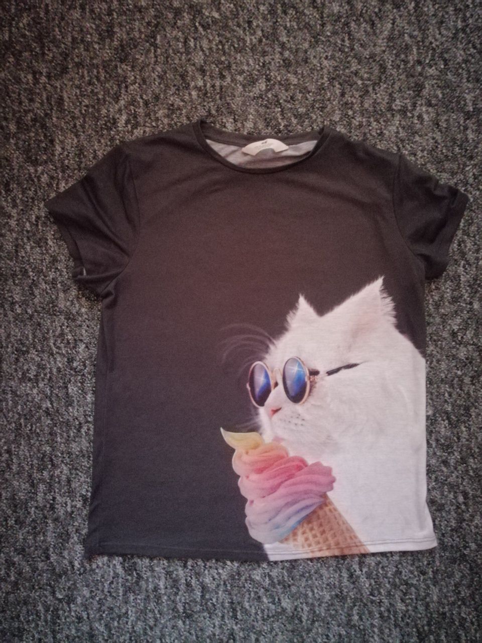 Koszulka z kotem, kolor i brokat