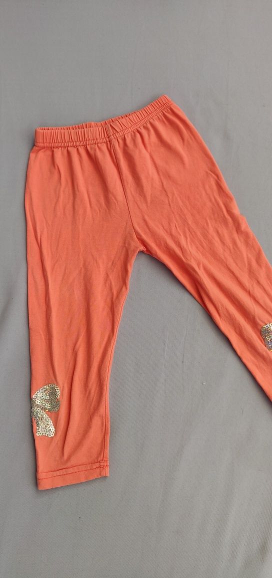 Legginsy 3/4 116 morelowa kokardki cekiny