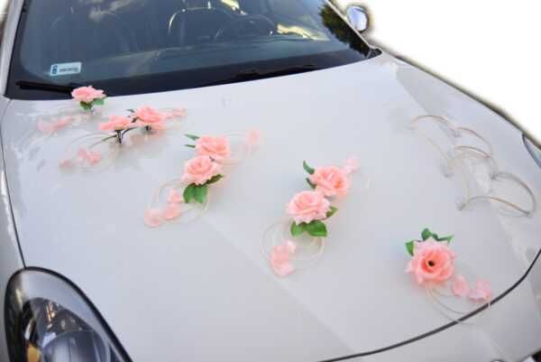 Ozdoba dekoracja stroik na auto samochód ślub wesele.KOLOR MORELOWY
