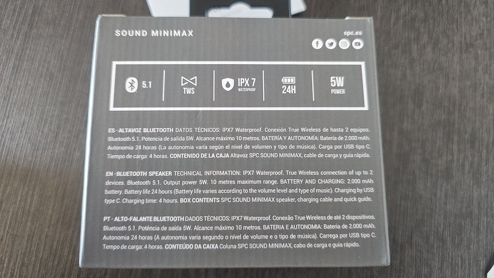 Coluna bluetooth SPC, NOVA c/Garantia 3 anos