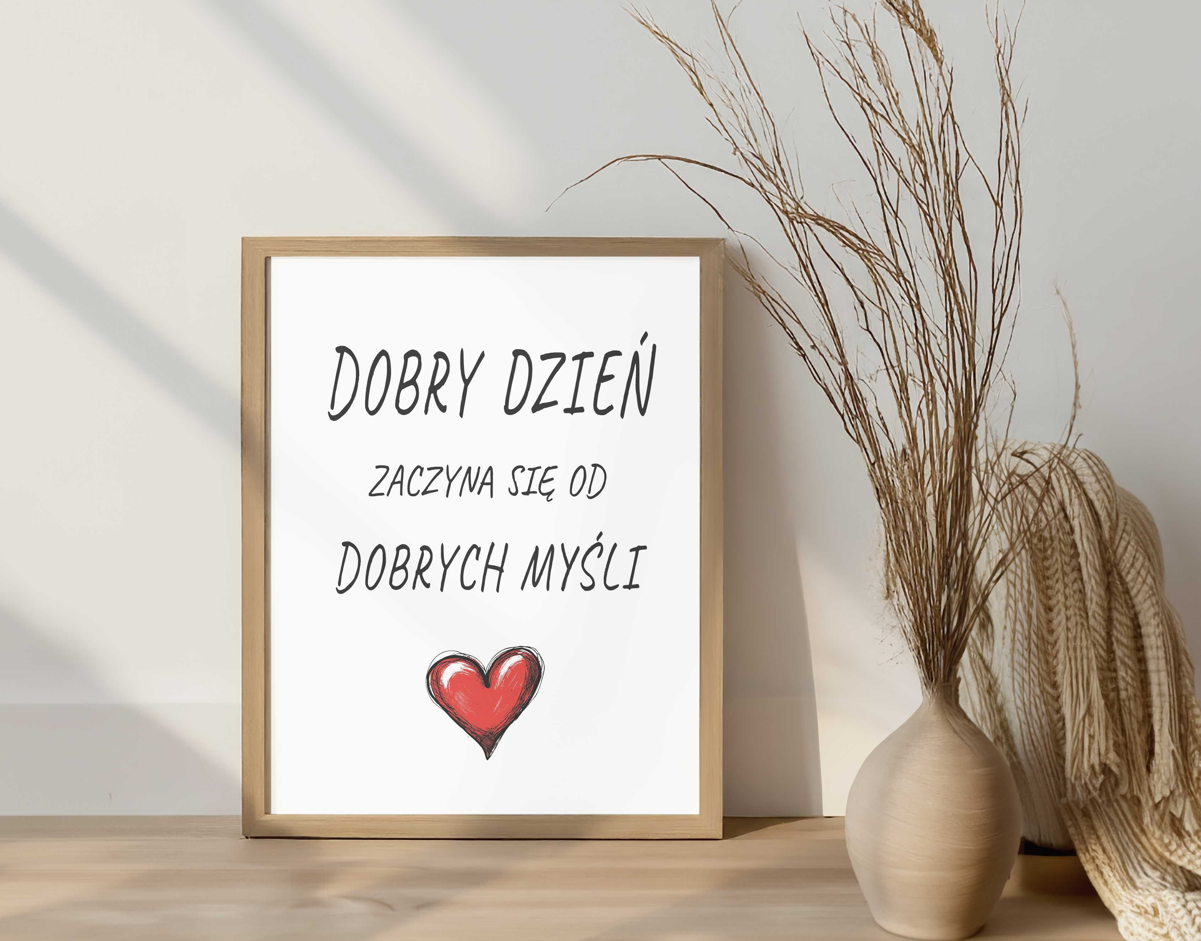 Obraz Plakat w Ramie A4 21 x 30 cm Do Salonu Kuchni Napis Dzień Dobry