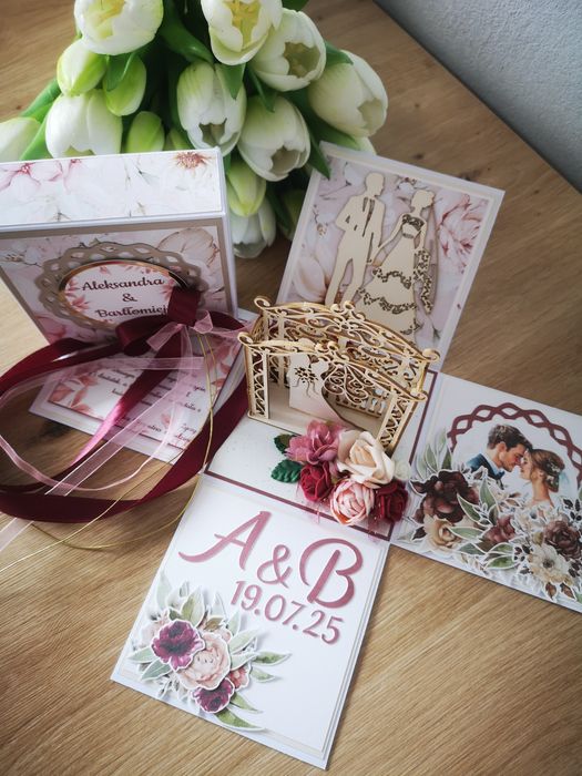 Exploding box, pudełko, kartka, pamiątka, ślub, boho, personalizowane