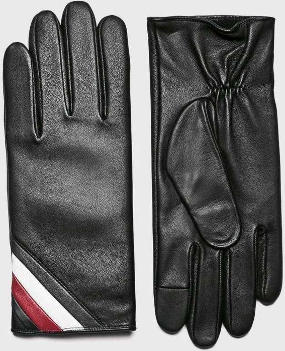 oryginalne skórzane rękawiczki czarne Tommy Hilfiger AM0AM04114