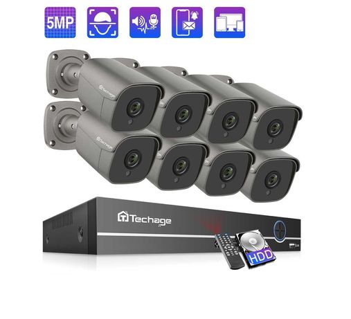 Kit Vídeo Vigilância POE 8 câmaras * 5MP * Dual Áudio * Visão Noturna