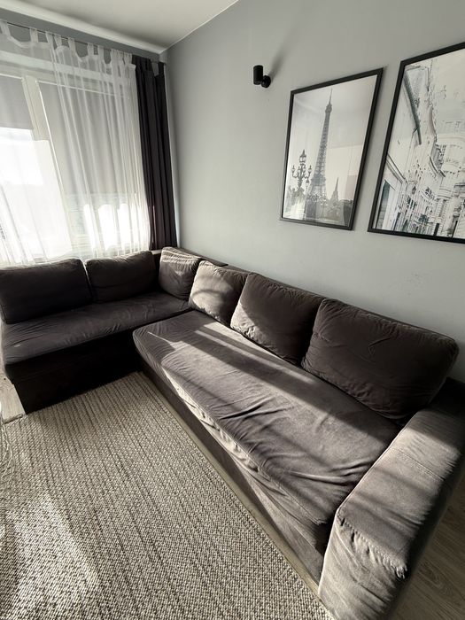 Narożnik lewy szary welur 160x270