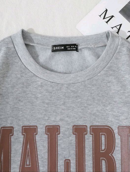 Gráfico de Coração & Letra Revestido Térmico Moletom