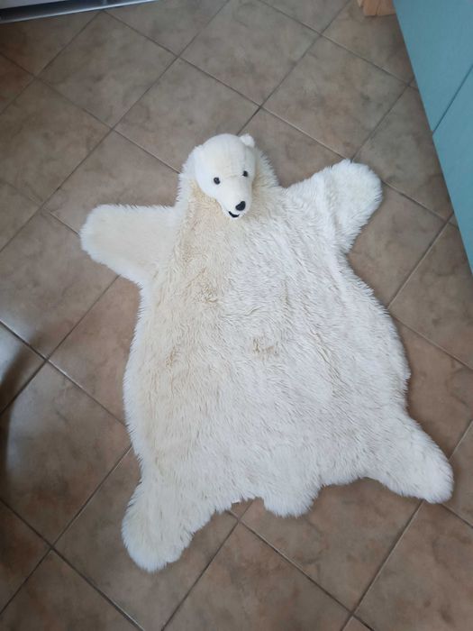 Dywanik biały miś niedźwiedź polarny miękki do sypialni dziecka ozdoba