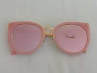 Okulary przeciwsłoneczne lustrzanki kocie oczy różowe damskie