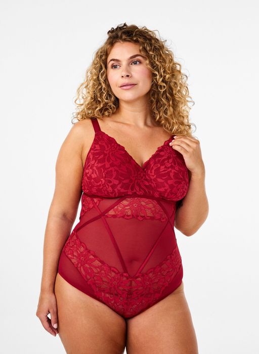 Zizzi 48 4xl 90f Seksowne Body Koronkowe Czerwone Duży Rozmiar