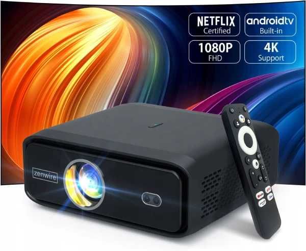 Zenwire E510H Projektor Full HD 4K Rzutnik Android TV 11 WiFi 500 Ansi