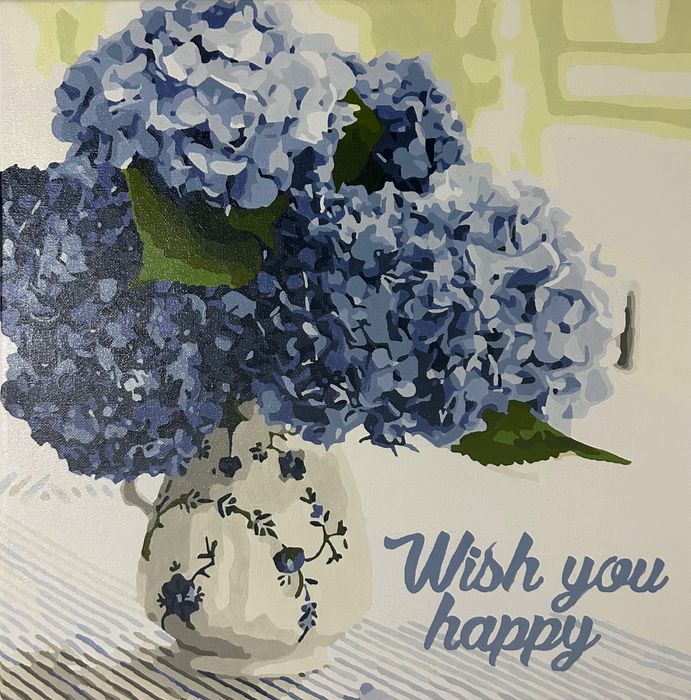 Готова картина по номерах. Гортензії. Квіти