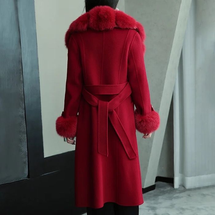 Kontantto plaszcz welna kaszmir futro z lisa xs-42